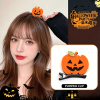 Accessoires d'Halloween transfrontaliers pour filles et enfants : pinces décoratives lumineuses en plastique, motifs citrouille, chauve-souris, crâne, mignons et amusants