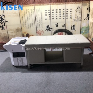 Fauteuil de lavage capillaire professionnel Kisen avec vapeur, lit de massage thaïlandais moderne pour spa et hydrothérapie, avec armoire de rangement - Product Image 5