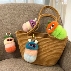 New Cute Plush Caterpillar Keychain Cartoon Plush Doll <b>Bag</b> Pendant Creative Car Keychain Small <b>Gift</b> - Product Image 3