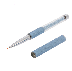 Pinceau à ongles professionnel avec manche décoré de perles bleues, logo personnalisé, pour la peinture au gel et la manucure - Product Image 1