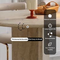 Table à manger ovale extensible sur mesure en travertin naturel avec pieds cannelés pour la maison, l'hôtel et la villa
