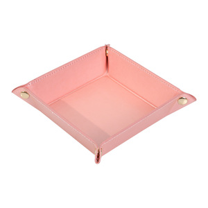 Boîte de rangement pliable en cuir Sunshine, carrée, rose, orange, marron, organiseur de cosmétiques et de bijoux, support de clés pour bureau, entrée, voiture - Product Image 3