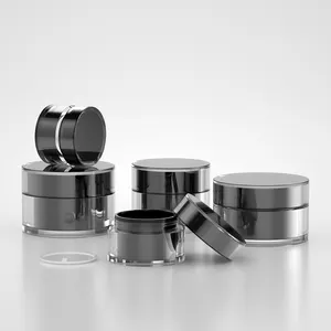 Custom Luxury 50g Empty Matte Black Skincare Cream Jar Packaging Glass Cosmetic Jar Small Moq