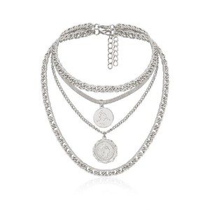 Collar de cadena gruesa dorada de varias capas con colgante de moneda, conjunto de joyería de moda hip hop para mujer - Product Image 5