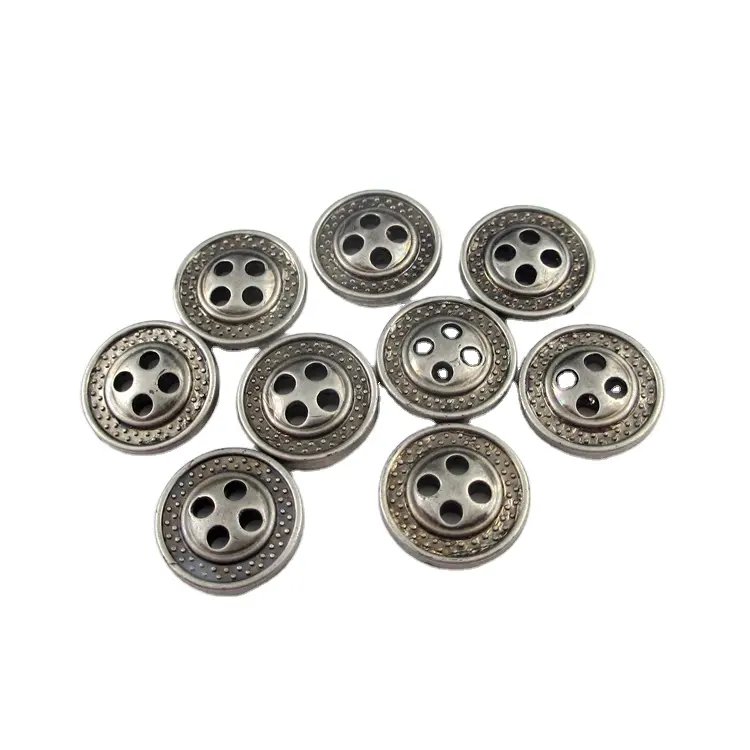 Antique silver color 4 holes men round plastic button for shirt button