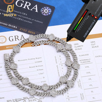 Collier chaîne cubaine NUOYA de luxe en argent sterling 925 avec trèfle à quatre feuilles en moissanite de 6 mm, bijoux hip-hop pour femme