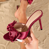 Sandales à Talons Hauts Élégantes Femme Bout Ouvert à Enfiler avec Nœud, Semelle Intérieure en PU, pour Fête en Extérieur ou Tenue d'Été