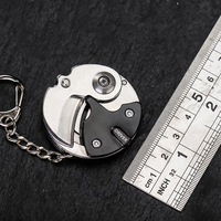 Couteau miniature à monnaie de 6,4x4,2 cm monté sur porte-clés, en acier inoxydable, multifonctionnel pour l'exploration en plein air, gadget portable