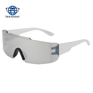 Teenyoun Y2K Rimless Futuristic Glasses Punk One Piece Sports Shades <strong>Wrap</strong> <strong>Around</strong> <strong>Sunglasses</strong> <strong>Women</strong> Mirror Sun Glasses Men Uv400 - Product Image 5