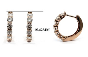 Fournisseur de Hong Kong Boucles d'oreilles créoles tendance pour femme en or rose 18K avec diamant naturel VS taille brillant de haute qualité - Product Image 2