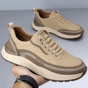 Zapatos de Hombre para Caminar, Estilo Primavera, con Cordones Delanteros, Suela Gruesa, de PU Artificial, Transpirables, Impermeables, Antideslizantes y Ligeros - Product Image 4