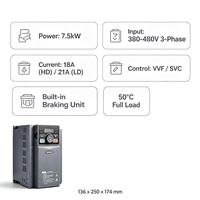 Variador de Frecuencia (VFD) de CA de 7.5KW 380V, Tres Fases, 50/60Hz, Control Vectorial sin Sensores, Inversor de Baja Frecuencia para Motor de Compresor