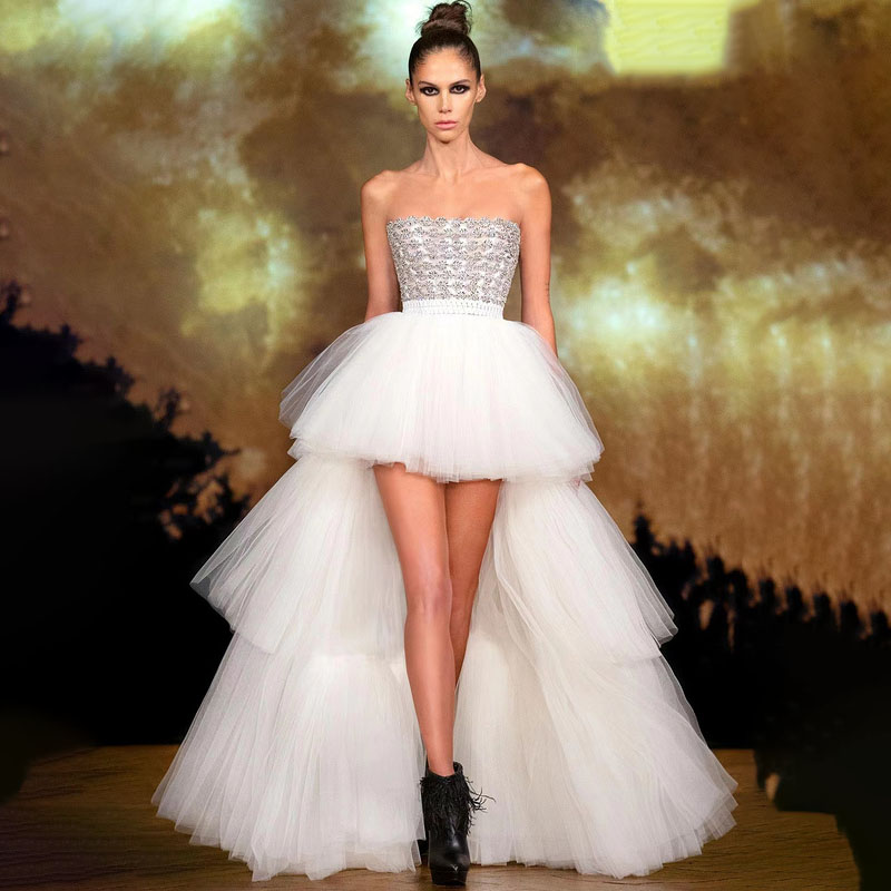 Hermoso Vestido Vestido De Novia Corto Adelante Largo Atras