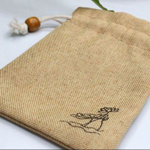 Pochette en lin personnalisée, portable, réutilisable, écologique, recyclable, sac cadeau pour bijoux avec fermeture à cordon, couleur et logo personnalisés pour - Product Image 6