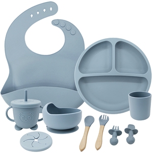 Meilleure vente sans BPA 10 pièces en silicone de qualité alimentaire vaisselle pour bébé vaisselle en silicone ensemble de sevrage pour bébé ensemble d'alimentation pour bébé pour manger - Product Image 1