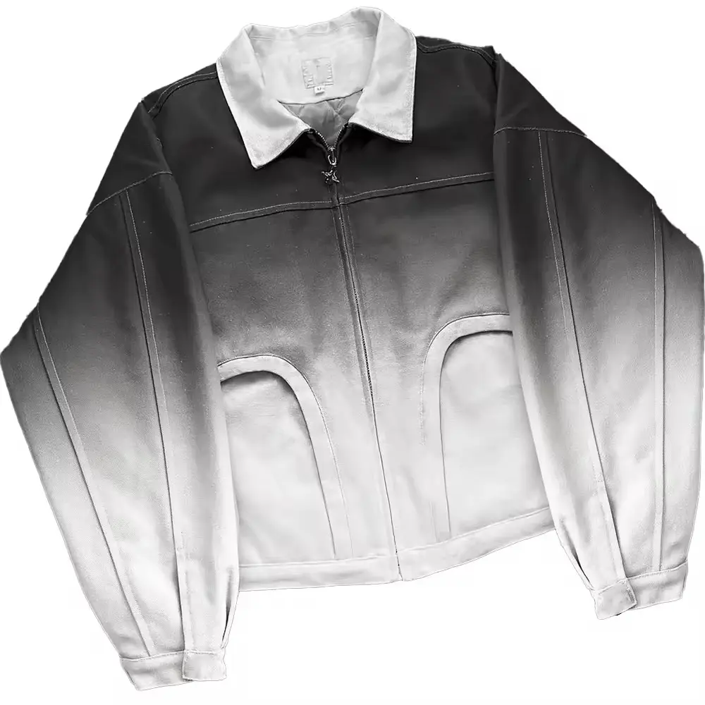 Giacca da uomo in stile minimalista bianco e nero sfumato invernale giacca Bomber in tessuto con cerniera Up cappotto con tasche