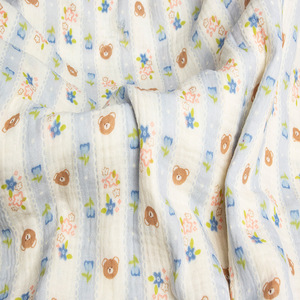 <strong>Wholesale</strong> 100% Cotton Crepe <strong>Double</strong>-Layer <strong>Gauze</strong> Small Floral Printed Fabric for Shirts Dresses Bedding Home Textiles Accessories - Product Image 3