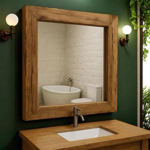 Custom Solid Wood Framed <strong>Rustic</strong> <strong>Bathroom</strong> <strong>Vanity</strong> Mirror Handmade Decorative OEM Customizable - Product Image 3