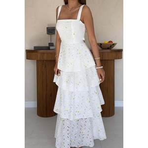 Vestido Casual Amarillo de Tirantes Finos con Lazo en la Espalda, Corte A, Cintura Natural, Transpirable, Ideal para Fiestas y Celebraciones, Venta al por Mayor - Product Image 3