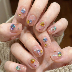 Vente en gros de pierres en verre de cristal taillées à facettes multicolores de 3 mm, rondes et pointues, avec dos métallisé, pour la décoration des ongles - Product Image 2