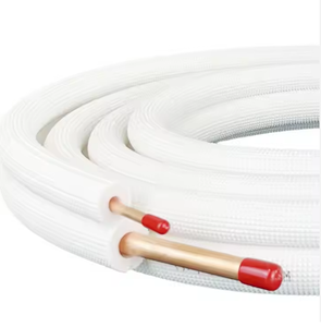 Extensión de tubería de cobre para <span class=keywords><strong>aire</strong></span> <span class=keywords><strong>acondicionado</strong></span> Bobina de aislamiento engrosada de PE de 3/8 "para corte de flexión de refrigeración HVAC incluido - Product Image 3