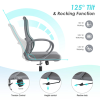 Chaise de bureau ergonomique moderne à dossier mi-haut avec soutien lombaire, accoudoirs réglables, siège en mousse haute densité et base pivotante