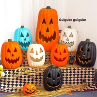 Lanterne citrouille d'Halloween lumineuse et ajourée en plastique de 16 pouces pour vitrines de centres commerciaux et décoration de scènes