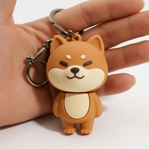 Wholesale Custom Design Soft PVC Rubber Keyring Cartoon Q Version Cute Shiba Inu Pendant Gift KeychainS