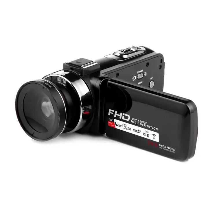Dyu — caméra vidéo HDV01 Full HD 1080P 30fps, 24.0 MP, écran IPS 3.0 pouces, Zoom 16X, caméscope télécommande