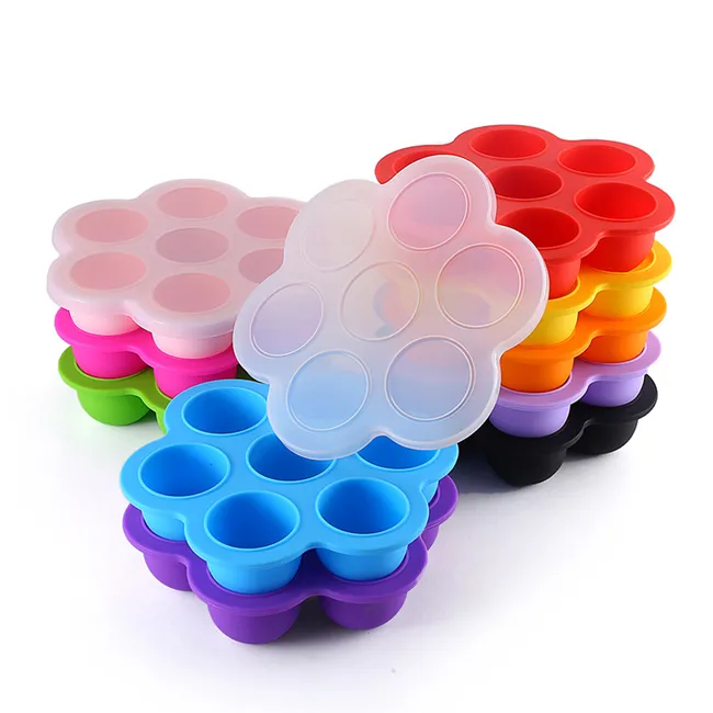 BPA-freie Silikon-Eierbissform, Silikon-Eiswürfel schale Babynahrung vorrats behälter mit Deckel
