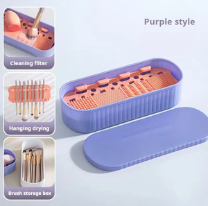 Caja Limpiadora <span class=keywords><strong>de</strong></span> Brochas <span class=keywords><strong>de</strong></span> Maquillaje 3 en 1, Tapete <span class=keywords><strong>de</strong></span> Silicona para Limpieza, Escurridor Portátil, Estuche <span class=keywords><strong>de</strong></span> Almacenamiento para Esponjas Cosméticas, Venta al por Mayor, Marca Privada - Product Image 6