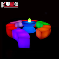 Meubles de bar d'extérieur modernes en rotomoulage lumineux à LED, banc LED, tabouret de bar, table lumineuse avec 16 couleurs changeantes