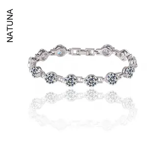 Natuna Custom Jewelry Luxury Bracelet Brass Plated With Sterling Silver Tennis Bracelet Adjustable Zircon Bracelet For Women