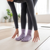 Chaussettes de yoga pour femmes, personnalisables avec logo, cinq doigts, couleur unie, sans couture, absorbant la transpiration, respirantes, été