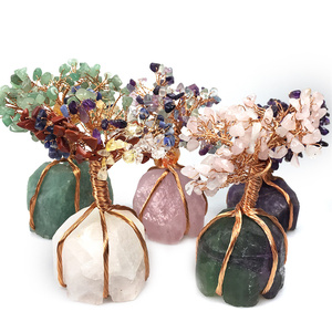 Base en pierre brute naturelle 7 chakra cristal énergie reiki fengshui argent arbre de noël chanceux pierre cristal arbre pour cadeau - Product Image 1
