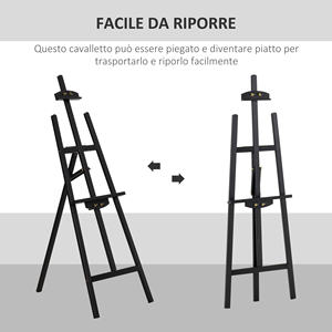 HOMCOM Professional Studio Painting <b>Easel</b> Adjustable Height and Tilt in <b>Wood</b> 51.5x71.5x134.5, Black - Product Image 4