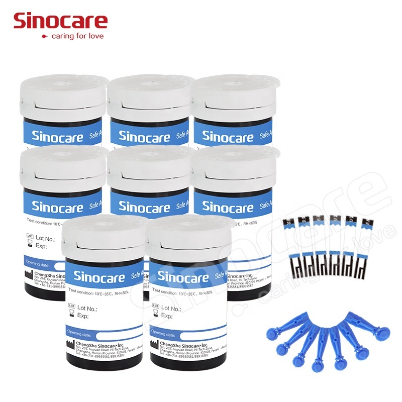 Одобренный CE Sinocare доступная, тест-полоски для определения уровня глюкозы в при сахарном диабете для домашнего использования и больничного использования для измерения уровня глюкозы в крови тест-полоска 200 шт