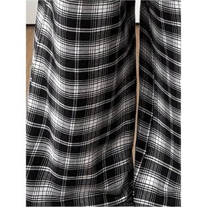 Pantalones Anchos a Cuadros para Niña, Cintura Elástica, Franela de Algodón, Transpirables, Estilo Baggy - Product Image 3