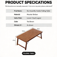 Ensemble table et chaises pliantes en bambou pour l'extérieur - Meubles de camping écologiques portables sans installation pour les petits stands