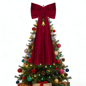 Lazo de Terciopelo Borgoña Extra Grande para Decoración del Árbol de Navidad, Corona, Pared, Bodas, Compromisos, Graduaciones y Hogar - Product Image 1