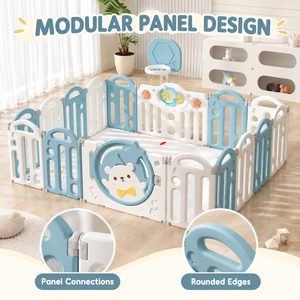 Bebek Oyun Parkı Plastik Modüler Güvenlik Çiti, Ayı Kapılı, Basketbol Potası ve Aktivite Tahtası ile Fabrika Toptan Satışı Distribütörler İçin - Product Image 2