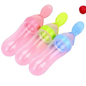 <span class=keywords><strong>Biberon</strong></span> Cuillère et Bol en Silicone pour Céréales de Riz et Aliments Complémentaires pour Bébé, Conception à Pression pour l'Alimentation Solide des Bébés - Product Image 1