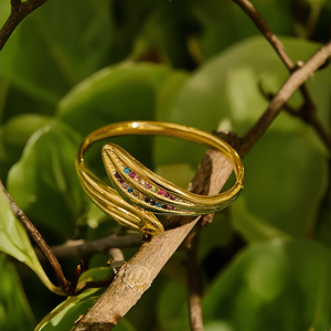 กำไลข้อมือแฟชั่น สแตนเลสสตีล 316L ชุบทอง PVD ประดับด้วยหินหลากสี สำหรับผู้หญิง - Product Image 3