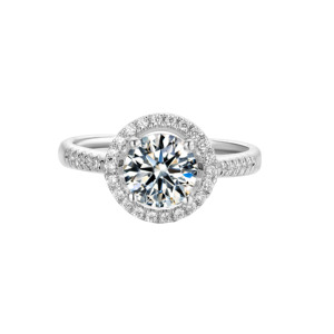 Cincin Moissanite Halo Bulat Perak 925 Berkilauan Kelas Atas Grosir untuk Pertunangan Pernikahan Perhiasan Pengantin - Product Image 2