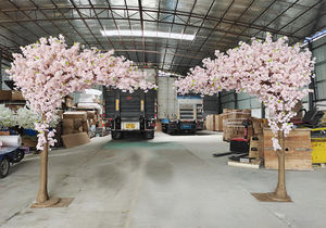 Arbre à fleurs artificielles d'intérieur, fausses fleurs de <span class=keywords><strong>cerisier</strong></span> rose avec un arc décoratif, vente en gros, cm - Product Image 2