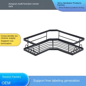 Estante de almacenamiento triangular de hierro forjado para baño, estante de artículos de tocador montado en la pared sin perforaciones, organizador de vajilla de <span class=keywords><strong>Metal</strong></span>, pared de esquina - Product Image 3