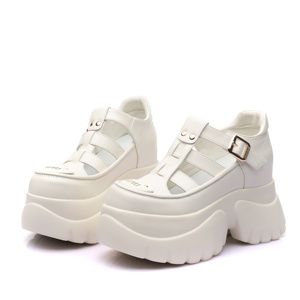 Sandales compensées multi-brides à boucle métallique en satin et strass, respirantes, sexy et tendance pour femme - Product Image 2