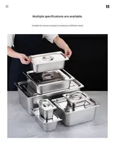 Hei Lv Amerikanischer Stil FSP-1/4 Polierter Edelstahl Quadratischer Buffet-Teller Hot Pot Gefriertruhe Essenslieferungsbehälter Buffet-Restaurant