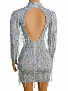 AD1381 <span class=keywords><strong>Rhinestone</strong></span> Stand Collar Celebrity Moda Lentejuelas Fringe Bodycon Sexy Club Party Wear para mujeres - Product Image 4