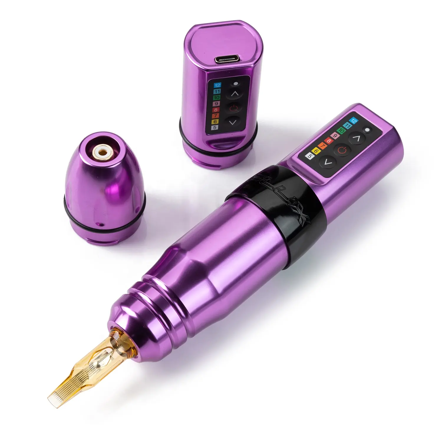 Flux Wireless Tattoo Machine Kit Coreless Motor 1800mAh Battery Power SMP PMU RotaryTattoo Pen Set With 28MM Grip